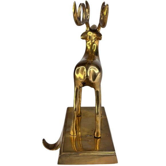 Pottery Barn Solid Brass Reindeer Stocking Holder Hook Christmas Hanger Mantle - Picture 5 of 11